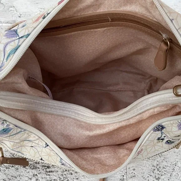 Women Shoulder Bag Multi Color Floral Print Faux Leather Bag - Picture 7 of 10